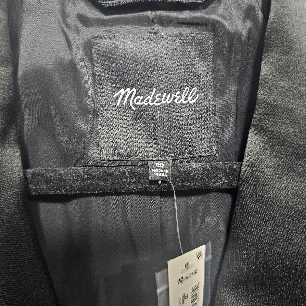 New MADEWELL Satin Oversized Blazer in True Black Size 00 - Picture 5 of 11